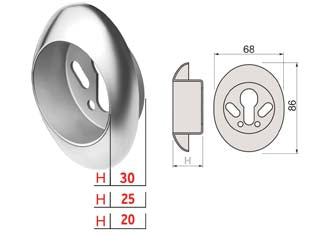 Bocchetta Antistrappo Kt52 Cromo Satinato- - Mm.68X86X20H - Ø Mm.50 (Kt5239) - 1 Pezzi