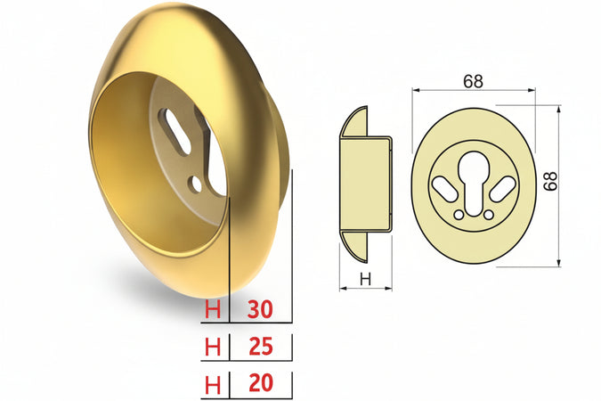 Bocchetta Antistrappo Kt52 Ottonato Lucido- - Mm.68X86X20H - Ø Mm.50 (Kt5239) - 1 Pezzi Disec