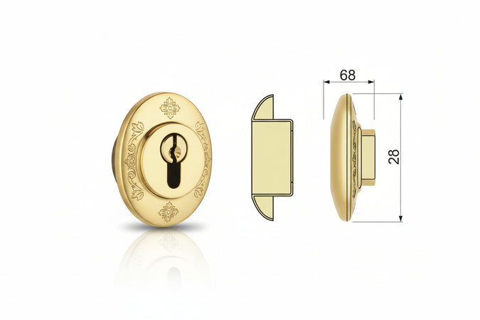 Bocchetta Antistrappo Kt52 Ottonato Lucido- - Mm.68X86X25H - Ø Mm.50 (Kt5238) - 1 Pezzi Disec