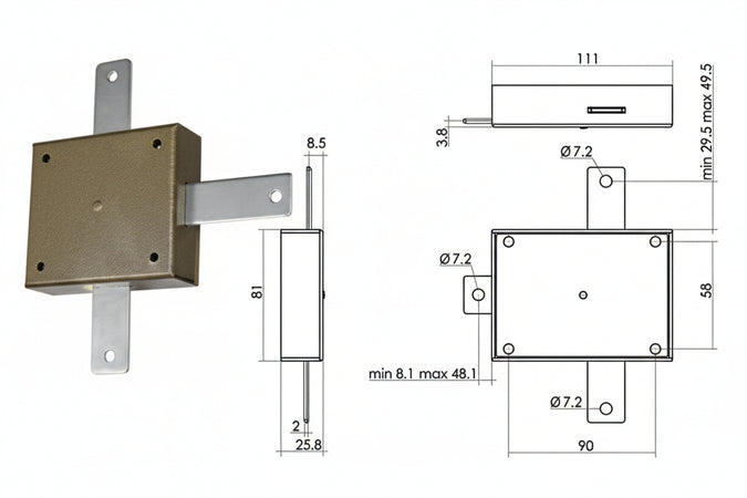 Deviatore Applicare Per Serratura Quintuplice- - (140/40) - 1 Pezzi Moia