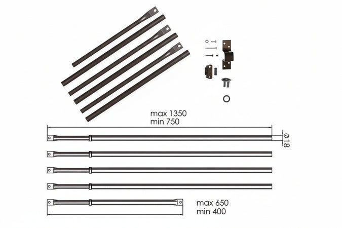 Aste Per Serratura Quintuplice 100Q- - Ø Mm.18 - 1 Pezzi Moia