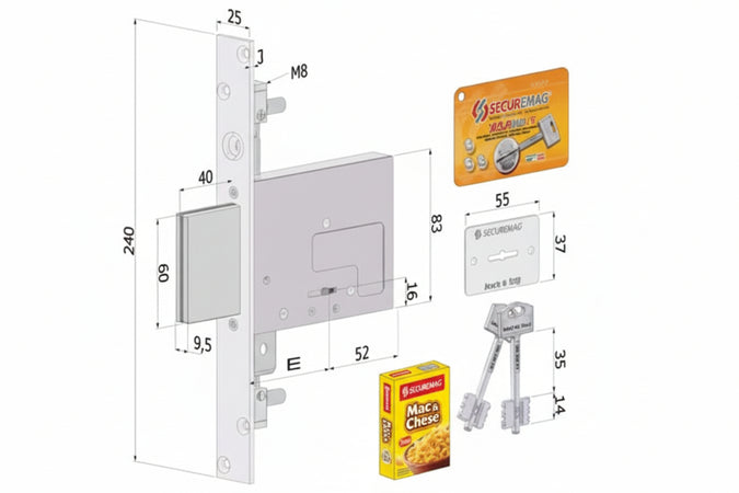 Serratura Triplice Infilare Doppia Mappa 2033- - Mm.70 (2033Xzb7025Am2) - 1 Pezzi Securemme