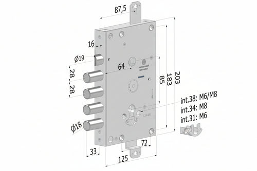 Serratura Tripl. Applic.P/Porte Blind. Cil.Eu Rev. Int.28 Topgear 1651- (1651Scr0328Cxx) - 1 Pezzi Securemme