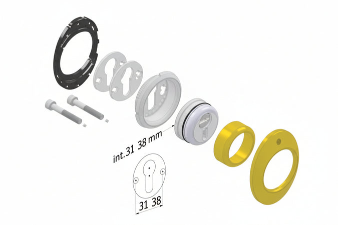 Defender Meccanico 4280 Mecdef Ottone Lucido- - Ø Mm.46X20H. - Interasse Mm.31 - 1 Pezzi Securemme