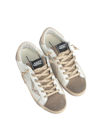 4B12 Sneakers In Pelle Donna Playnew White Cream da donna