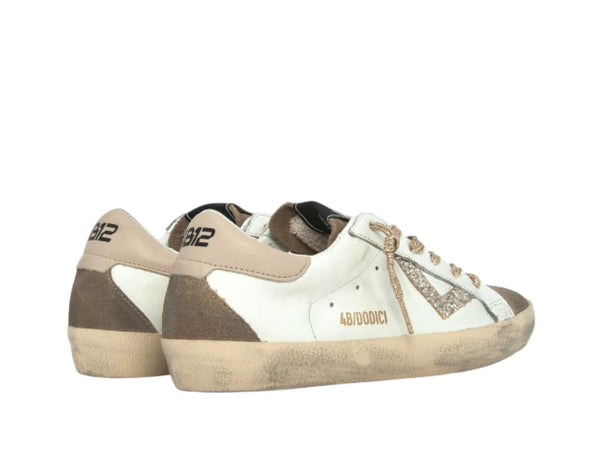4B12 Sneakers In Pelle Donna Playnew White Cream da donna