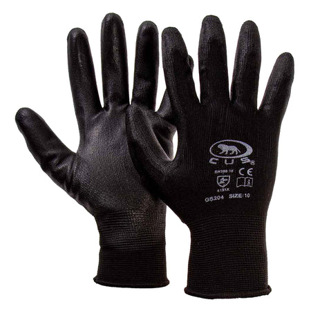 Guanti Poliestere / Poliuretano Tg. 9 (L) - Palmo Nero- 12 Coppia - Bricogo