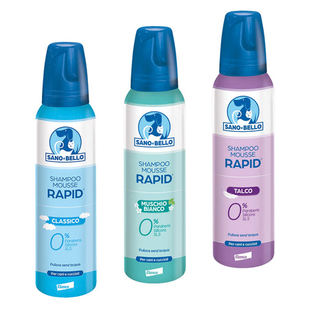 Shampoo Mousse Per Cane E Cuccioli 'Rapid' Profumazione Classic - Sano E Bello