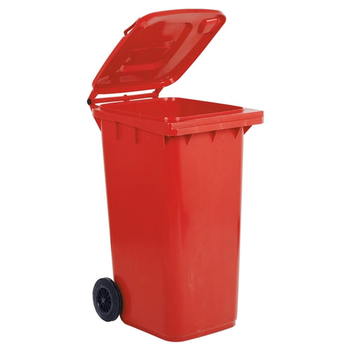 Bidone Quadro Nettezza Urbana Con Ruote Lt.120 Cm.48X57X95H. Rosso Ics