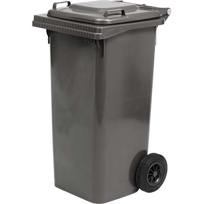 Bidone Quadro Nettezza Urbana Con Ruote Lt.240 Cm.72X58X106H Grigio Ics