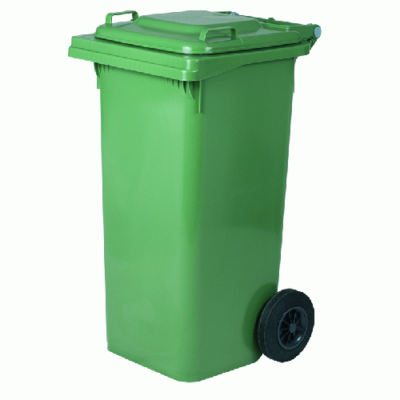 Bidone Quadro Nettezza Urbana Con Ruote Lt.240 Cm.72X58X106H Verde Ics