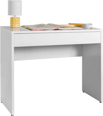Scrivania Con Cassetto Linea 'Espresso' Cm. 100 X 40,5 X H.81,4 - Laccato Bianco - Composad