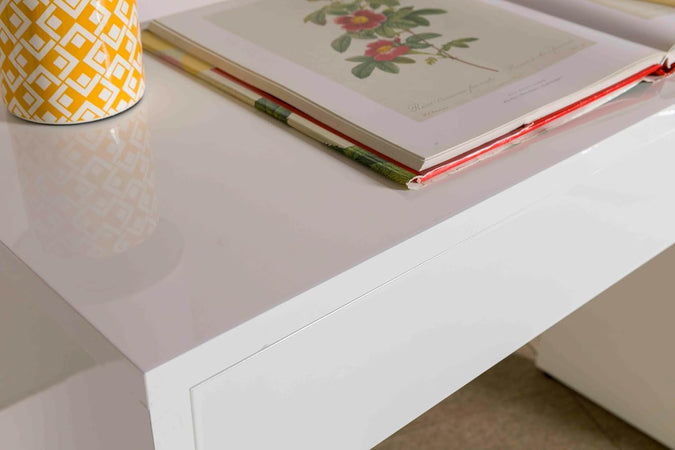 Scrivania Con Cassetto Linea 'Espresso' Cm. 100 X 40,5 X H.81,4 - Laccato Bianco - Composad