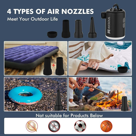 Pompa ad aria portatile AKSOUL per gonfiabili materassi piscine zattere