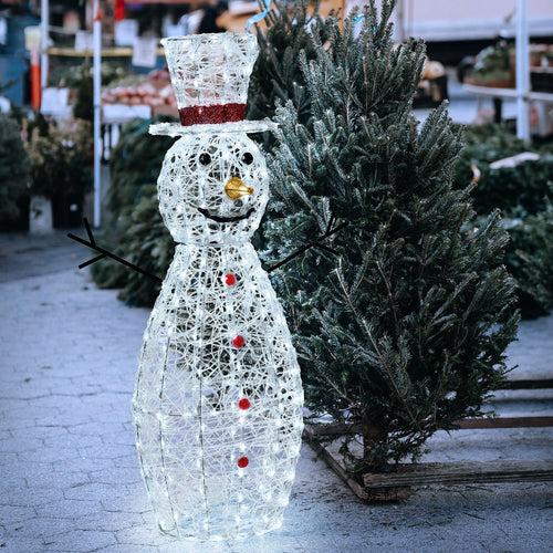 Pupazzo di neve 3D luminoso in acrilico con led bianco, decorazione per interno ed esterno