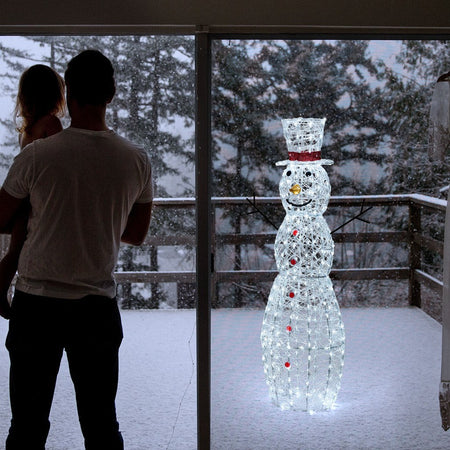Pupazzo di neve 3D luminoso in acrilico con led bianco, decorazione per interno ed esterno