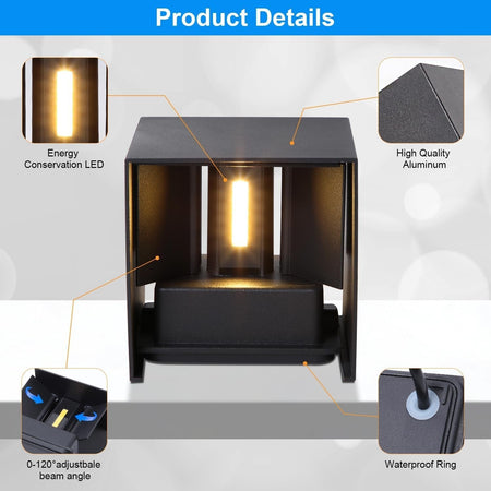 Applique da Parete Interno Esterno 12W LED Moderno Lampada ledmo 4 Pezzi