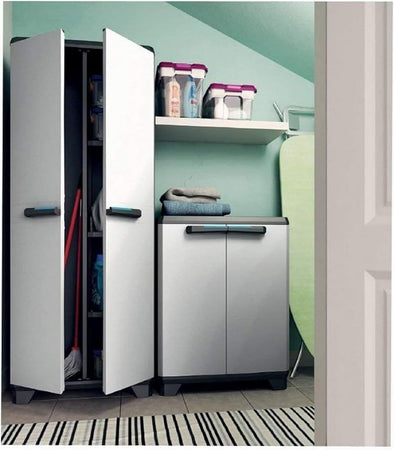 Armadio Tuttoppiani Linear In Resina Con 3 Ripiani Regolabili Colore Grigio Nero Keter