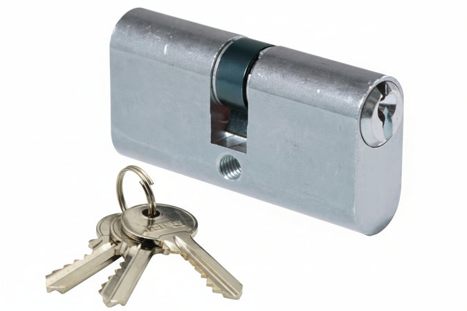 Cilindro Infilare Ovale Ottone Cromo Satinato 2302- - Mm.70 Decentrato (30+40) - 2 Pezzi Ibfm