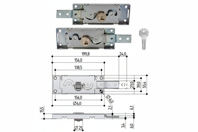 Serratura Per Serranda Laterale Cilindro Tondo S711- - Dx-Sx Accoppiate (S711.0020.0000) - 1 Pezzi Prefer