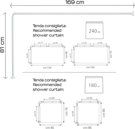 Telaio Per Tenda Vasca 80X170 Cm