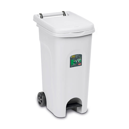 Bidone Urban Eco System Con Pedale Lt.80- - Cm.51X40X79,5H. - Bianco - 1 Pezzi Stefanplast
