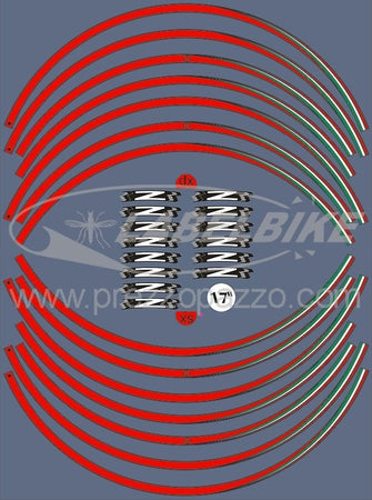 KIT STRISCE ADESIVE compatibili per CERCHI 17 MOTO KAWASAKI Z Adesivi Rossi IT