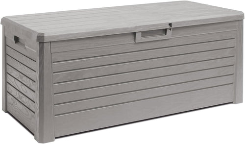 Baule Multiuso Da Esterno Florida 550 Litri Con Seduta Per Due Persone Effetto Legno Colore Grigio Tortora Toomax