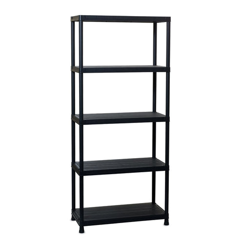 Scaffale Universal 845 A 5 Ripiani Ventilati Per Interni In Resina Con Fissaggio A Muro Colore Nero 80X40X180 Cm Toomax