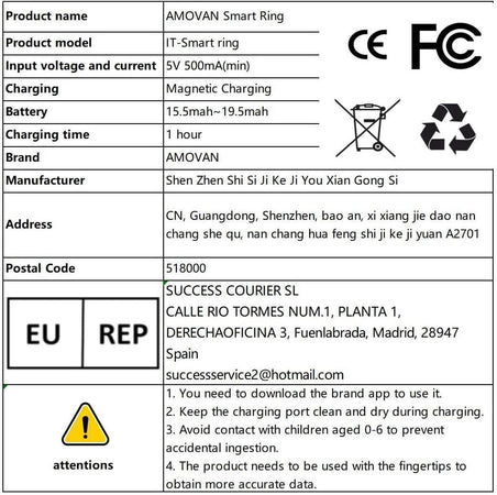 Fitness Tracker Smart Ring con Calorie Frequenza Cardiaca Monitoraggio del Sonno