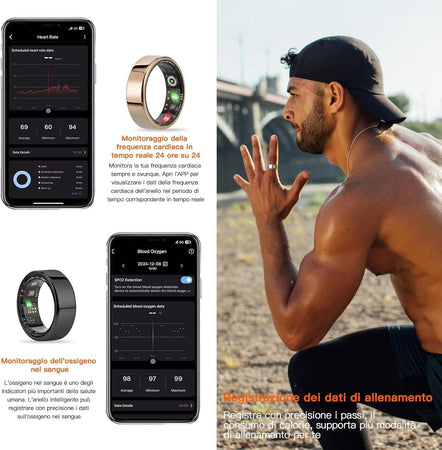 Fitness Tracker Smart Ring con Calorie Frequenza Cardiaca Monitoraggio del Sonno
