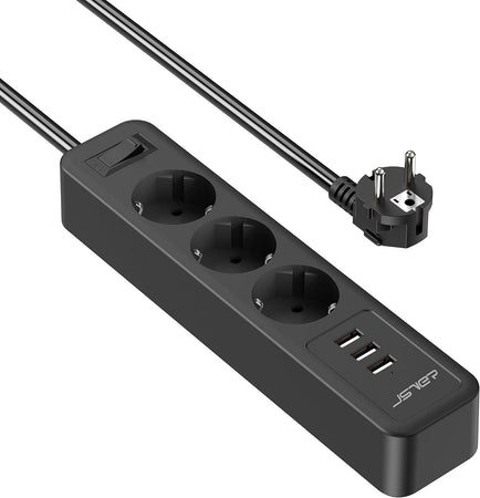 Ciabatta multipresa USB JSVER 3 prese con 3 prese USB, 3 prese (due spine)