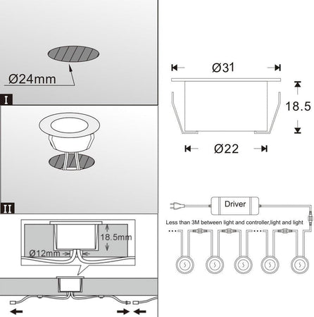 Faretti da terra a LED a bassa tensione, impermeabile, per esterni FVTLED 10 pz