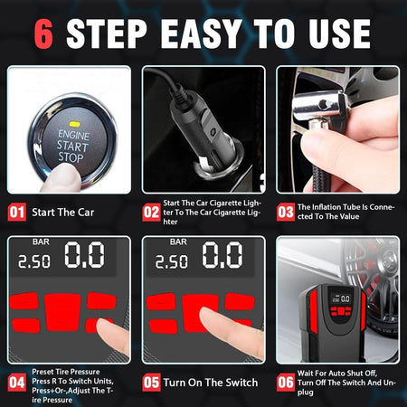 Gonfiatore per pneumatici, pompa compressore d'aria portatile da 120 W