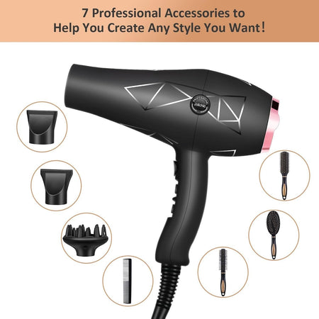 Asciugacapelli Phon Capelli Professionale, 2400W Phon con Diffusores per Ricci