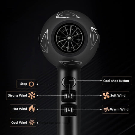 Asciugacapelli Phon Capelli Professionale, 2400W Phon con Diffusores per Ricci