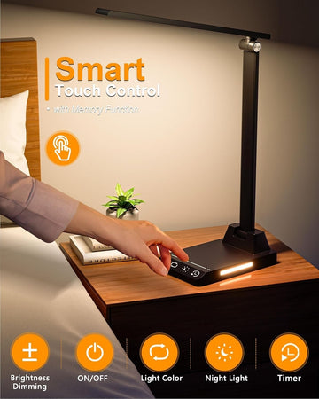 Lampada da scrivania 5 colori a temperatura ricaricabile a batteria dimmerabil