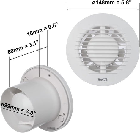 Aspiratore Bagno con Timer - Ventola Aspirazione Bianca EUROPLAST Ø 100mm