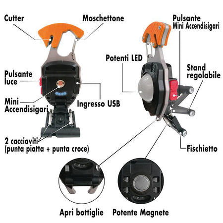 Luxen Proiettore Ricaricabile E Tascabile + Accessori ''X-Power'' 5W, 500 Lumen, 7 Modalitãe Di Luce