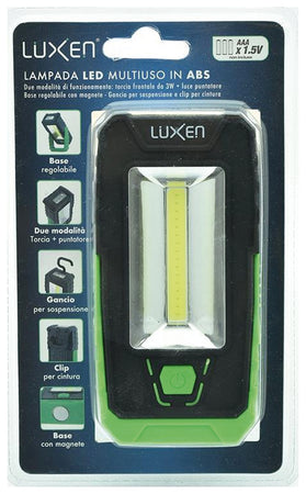 Luxen Torcia Tascabile Con Magnete 3 W Frontale + 1 W Torcia, 240 Lumen, Col. Verde