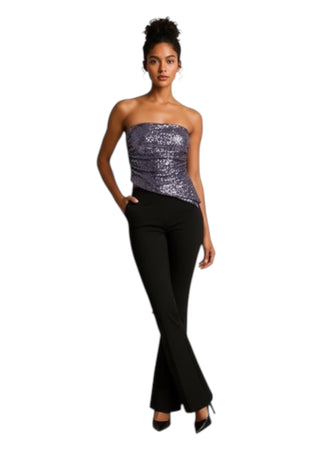 IMPERIAL Top con paillettes scollo dritto e asimmetria Donna Imperial da donna