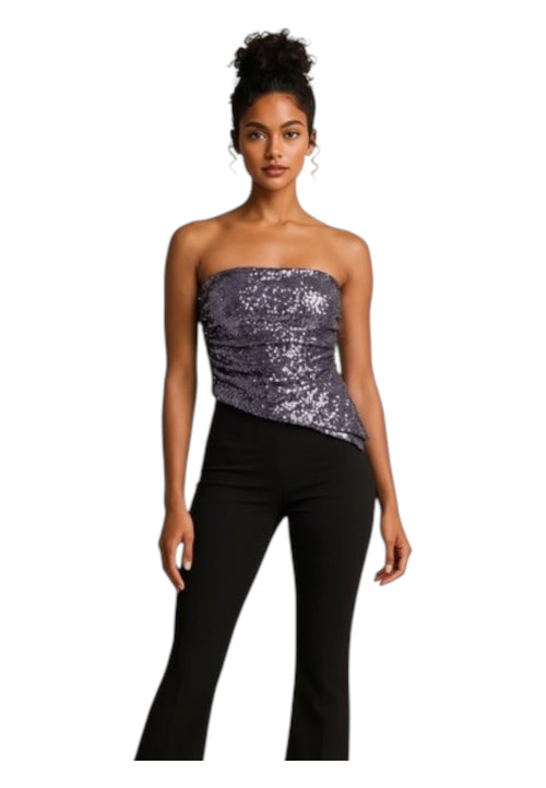 IMPERIAL Top con paillettes scollo dritto e asimmetria Donna Imperial da donna