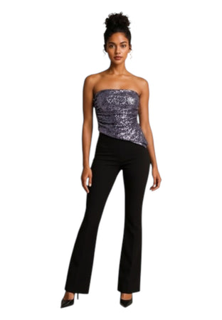 IMPERIAL Top con paillettes scollo dritto e asimmetria Donna Imperial da donna