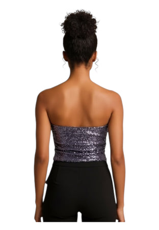 IMPERIAL Top con paillettes scollo dritto e asimmetria Donna Imperial da donna