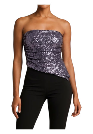 IMPERIAL Top con paillettes scollo dritto e asimmetria Donna Imperial da donna