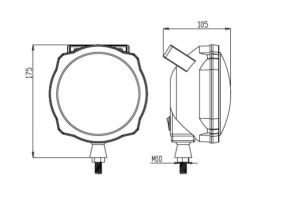 Faro da lavoro alogeno posteriore rotondo Ø 153mm 55-70W senza lampadina