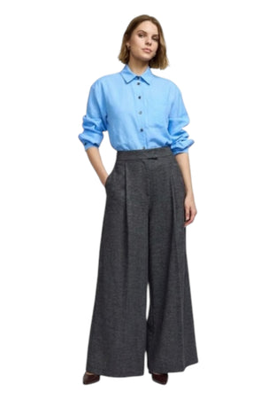 PLEASE Pantaloni palazzo vita alta con pieghe frontali Donna Please da donna
