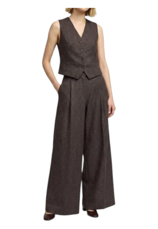 PLEASE Pantaloni palazzo vita alta con pieghe frontali Donna Please da donna