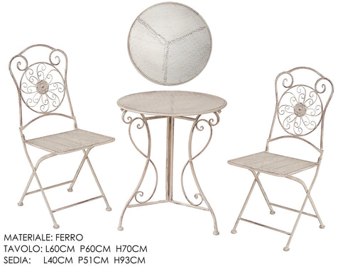 Set Tavolo Ø60cm con 2 Sedie