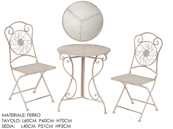 Set Tavolo Ø60cm con 2 Sedie